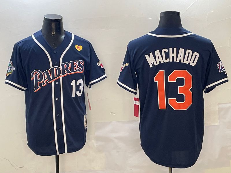 Men San Diego Padres #13 Machado Blue Throwback Game 2025 Nike MLB Jersey style 3124->san diego padres->MLB Jersey